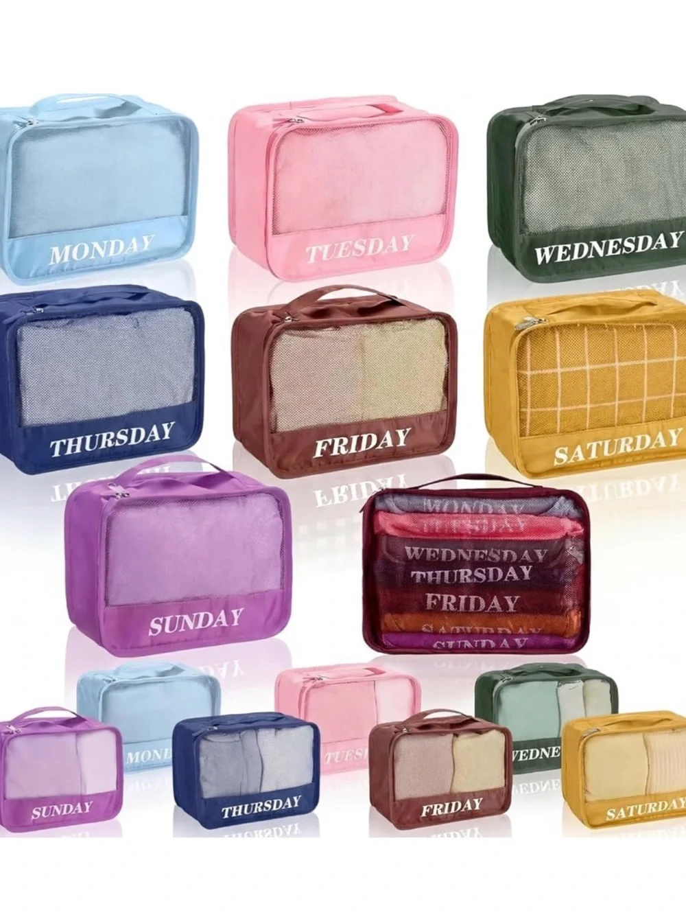 Weekday Packing Cube Set - Multicolor Travel Organizer